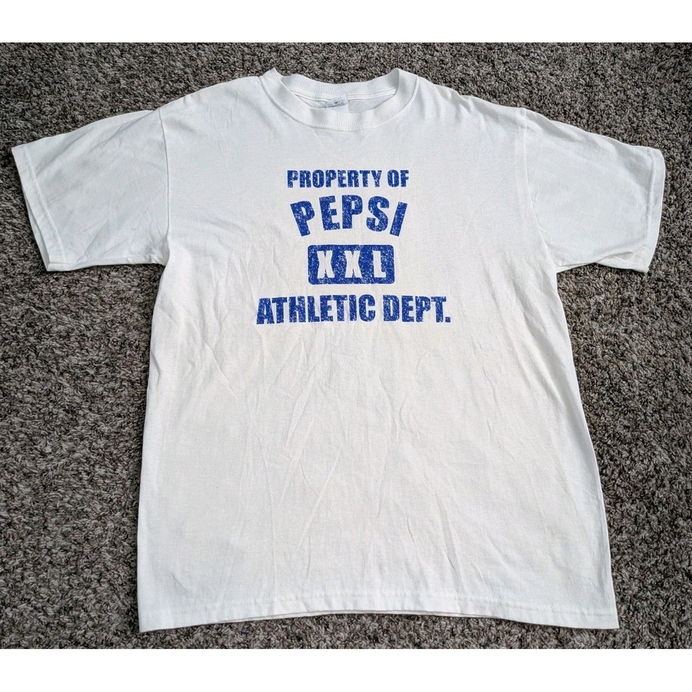 Vintage Pepsi Athletic Dept. T‎ Shirt Size Large White Anvil Cotton T Shirt Mens